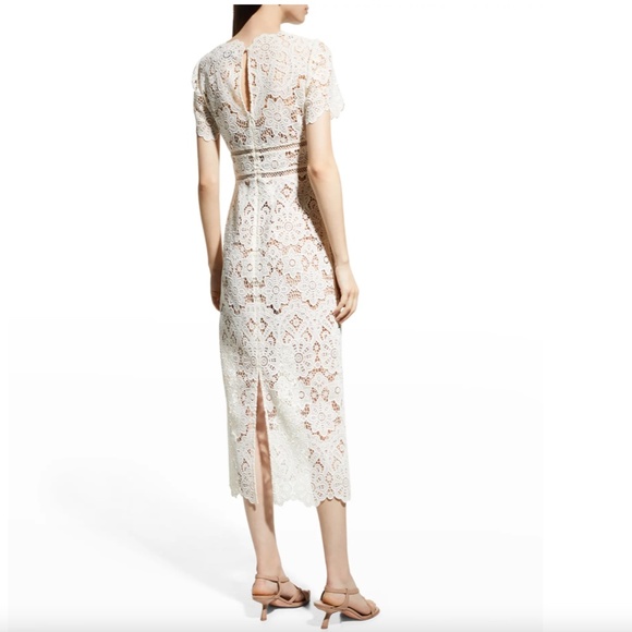 NWT $540 Self-Portrait Floral Guipure Midi Dress in Ivory - sizes 2 and 10! - Picture 5 of 7